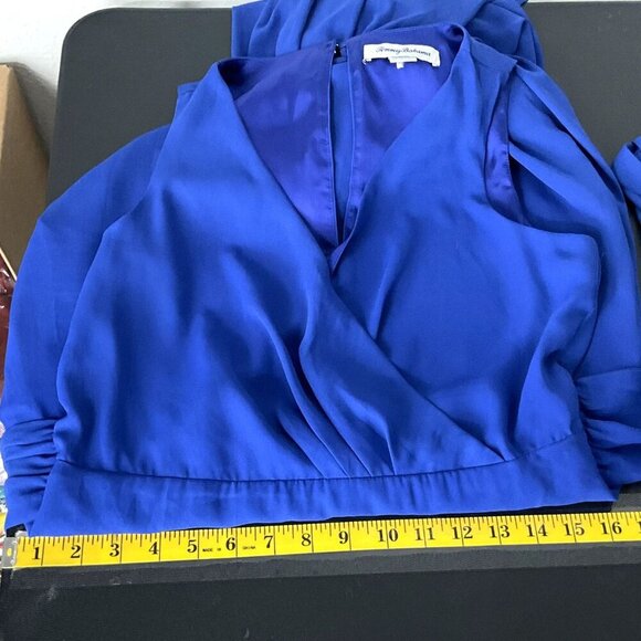 Tommy Bahama Dress Women 4‎ Blue Tiered V-Neckline Tie Lined Back Cutout Maxi - Picture 13 of 13